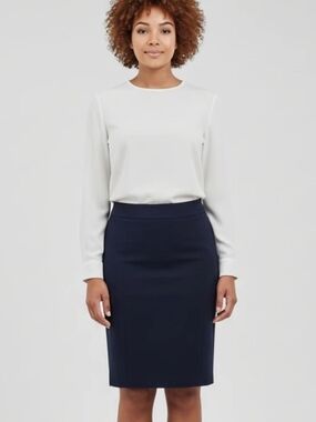 Soho Apparel Navy Pencil Skirt - Sleek Office Staple